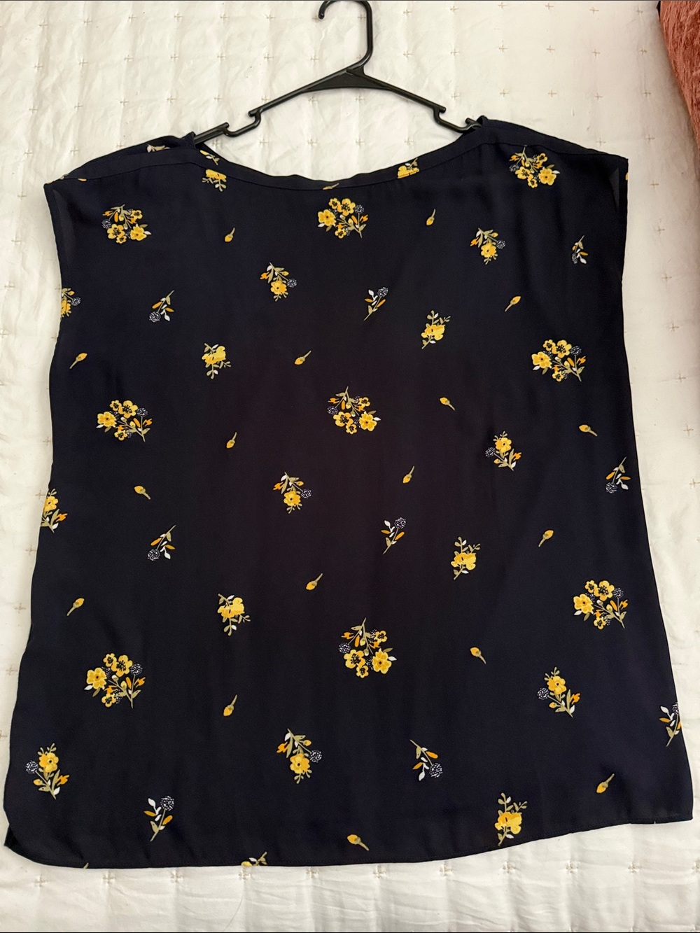 LOFT Navy Floral Camisole with Yellow Print